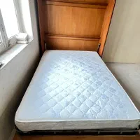 تخت دونفره  کم جا چوب با تشک رویال