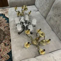 ۳ عدد لوستر ۵ شاخه برنجی و استیل