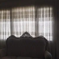 پرده پذیرایی جنس توری رنگ نباتی شاین دار