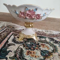 جا میوه ای چینی گلدار پایه دار