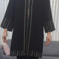 مانتو مشکی طرح دار و گلدوزی