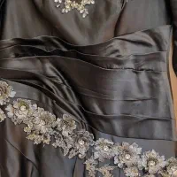 پیراهن مجلسی ساتن آمریکایی با پنل بسیار زیبا