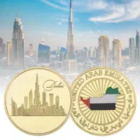 سکه یادبود دبی + ماکت برنزی برج خلیفه و برج العرب