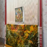 نخ و نقشه ی تابلو فرش با دار و  چله ی ابریشم