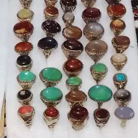 انواع انگشتر سنگ معدنی طبیعی اصل نقره عیار 74