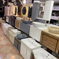 ارزان/ روشویی کابینتی مدل طرح چوب پتینه با رنگبند