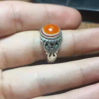 انگشتر عقیق سه پوست کهنه افریقایی رکاب حسن زرگر