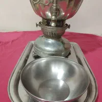 سماور نفتی قدیمی سالم‌ آماده بکار با سینی وجام زیر|قوری، کتری، قهوه‌ساز دستی|تهران, ارامنه|دیوار