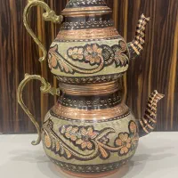 قوری کتری مسی سیاه قلم کاردست