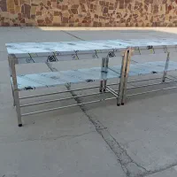 دو عدد میز کار تمام استیل ضد زنگ ۳طبقه سفارشی ساز