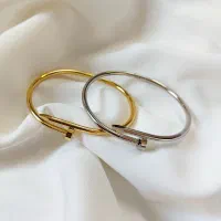 بنگل میخ رنگ ثابت طلایی و نقره ای|زیورآلات و اکسسوری|ساری, |دیوار