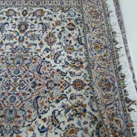 فرش قدیمی ۱۲ متری دستباف کاشان کرم رنگ