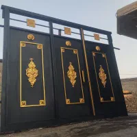 درب حیاط نو رنگ کرده ورق دومیل|مصالح و تجهیزات ساختمان|لردگان, |دیوار