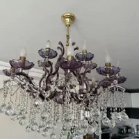 لوستر کریستال بنفش|لوستر و چراغ آویز|اصفهان, جاوان|دیوار