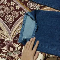 شلوار فول واید لگ ریش دار سرمه ای|لباس|سلمان‌شهر, |دیوار