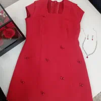 لباس مجلسی قرمز سنگ کاری شده