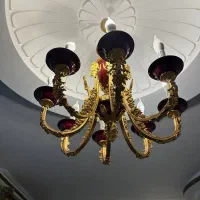 لوستر 8 شاخه برنجی با روکش آب طلا