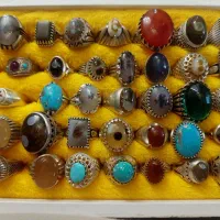 انگشتر شجر عقیق باباقوری دوچشم فیروزه حرز