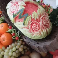 تزیینات یلدا حکاکی میوه|خدمات پذیرایی، مراسم|لنجان, |دیوار