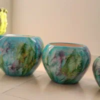 گلدان سرامیکی طرح دار ،گلدان سفالی طرح برجسته