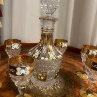 تنگ و گیلاس چک بوهمیا طلاکوب و گل برجسته