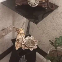 میز شیشه ای تلفن مشکی دوطبقه ویک کشو چوبی|میز تلفن|تهران, کن|دیوار