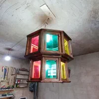 لوستر چوبی سنتی رنگی 8ضلعی