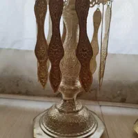 آیینه و شمعدان برنز  نقره ای رنگ طرح لاله کار دست|آینه|تهران, ونک|دیوار