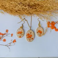 نیم ست رزینی با گل طبیعی