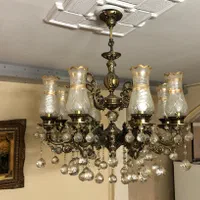 لوستر برنجی ۸ شاخه کریستال|لوستر و چراغ آویز|تهران, دروازه شمیران|دیوار