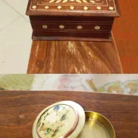 جا جواهری و جعبه سیگار منبت آنتیک و قدیمی