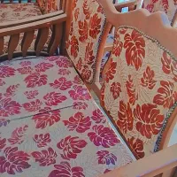 مبلمان 6 نفره کارکرده چوب گردویی قدیمی اصل