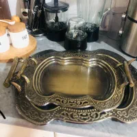 سینی پذیرایی جنس برنج و آهنی نو /تابه رژیمی چدن|ظروف سرو و پذیرایی|الشتر, |دیوار