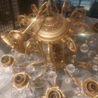 فروش. خریدار لوستر طلائی برنجی برنز اینه و شمعدون