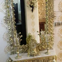 ایینه و شمعدان و ساعت ست کامل جنس الیاژ