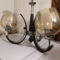دو عدد لوستر چوبی فلزی ۳ و تک شاخه