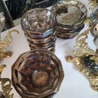 سرویس پذیرایی کریستالی پایه برنجی و سنگ