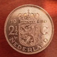 سکه 2 و نیم گلدن پادشاهی هلند 1980