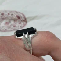 انگشترنقره عقیق سیاه رکاب دستسازنقره عیاربالا بشرط|جواهرات|قم, نیروگاه|دیوار