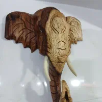 مجسمه چوبی فیل ببر گرگ