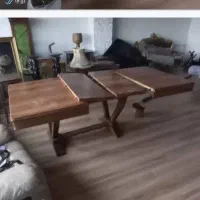 میز ناهار خوری فرنگی تمام چوب ب گردو حتی صفحه میز