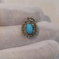 گردنبند فیروزه طبیعی نیشابوری رکاب نقره