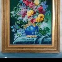 تابلو فرش دستباف گل و گلدان