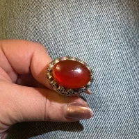 انگشتر سایز درشت  عیقیق سرخ نقره کم عیار