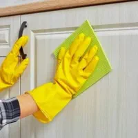 خانم نظافتچی تمیز برای کار در منزل