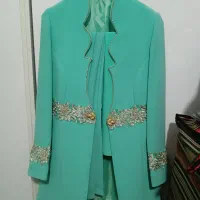 کت و شلوار مجلسی فیروزه ای