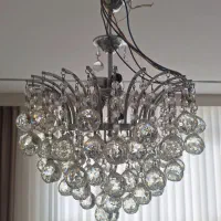 لوستر کریستالی نقره ای|لوستر و چراغ آویز|کرج, برغان|دیوار