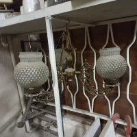 لوستر برنجی، آب طلا قدیمی|لوستر و چراغ آویز|کرج, باغستان|دیوار