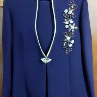 کت و دامن کرپ بنفش، سایز 48، قد دامن 90