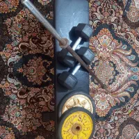 دمبل ۱۰ کیلویی میله هالتر ووزنه هالتر ۱۰ و میز نو